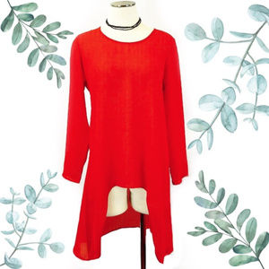 CSC Studio Red Sheer High Low Tunic Blouse